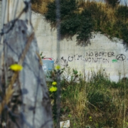 This is a deserted refugee camp in Calais, France. This remained.