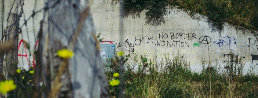 This is a deserted refugee camp in Calais, France. This remained.