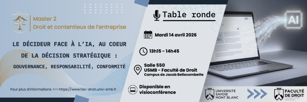 Table ronde sur l’intelligence artificielle et la décision stratégique à l’Université Savoie Mont Blanc Table ronde sur l’intelligence artificielle et la décision stratégique à l’Université Savoie Mont Blanc